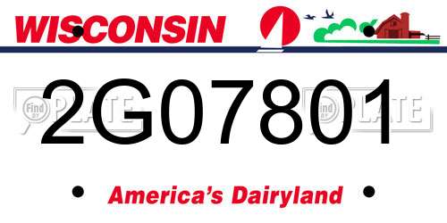 2G07801 Wisconsin License Plate
