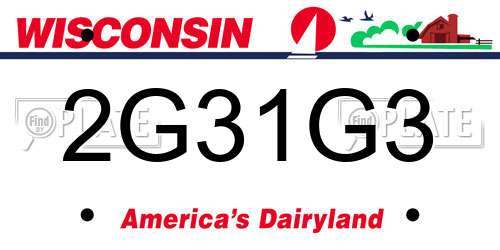 2G31G3 Wisconsin License Plate