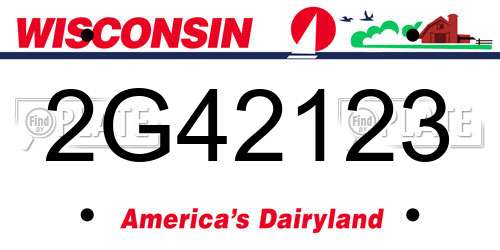 2G42123 Wisconsin License Plate