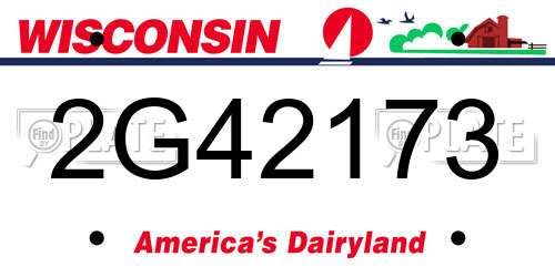 2G42173 Wisconsin License Plate