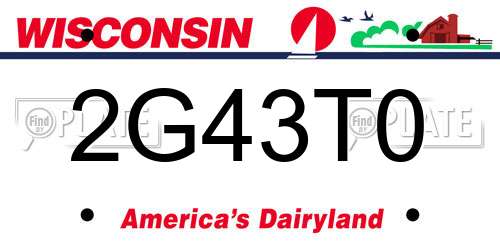 2G43T0 Wisconsin License Plate