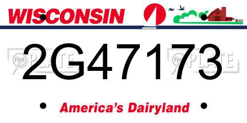 2G47173 Wisconsin License Plate