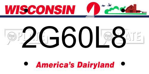 2G60L8 Wisconsin License Plate