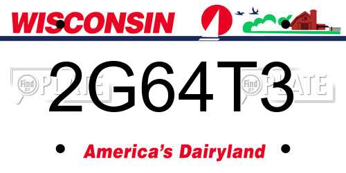 2G64T3 Wisconsin License Plate