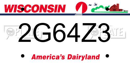 2G64Z3 Wisconsin License Plate