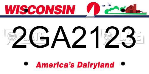 2GA2123 Wisconsin License Plate