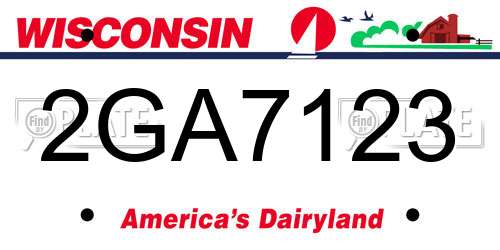 2GA7123 Wisconsin License Plate