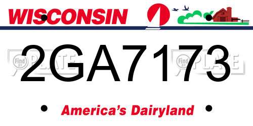 2GA7173 Wisconsin License Plate