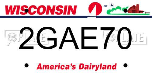 2GAE70 Wisconsin License Plate