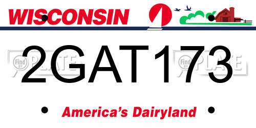 2GAT173 Wisconsin License Plate