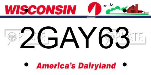 2GAY63 Wisconsin License Plate