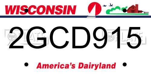 2GCD915 Wisconsin License Plate