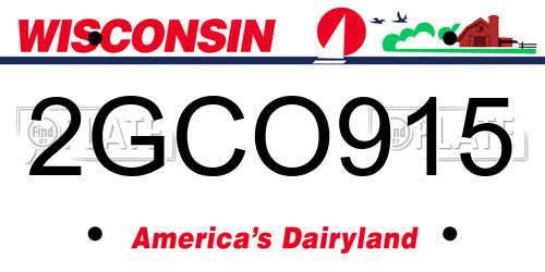 2GCO915 Wisconsin License Plate