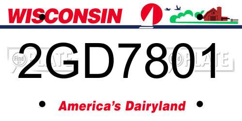 2GD7801 Wisconsin License Plate