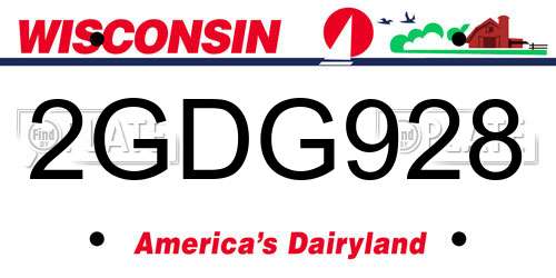 2GDG928 Wisconsin License Plate