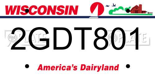 2GDT801 Wisconsin License Plate