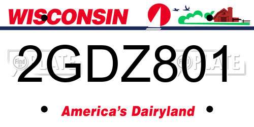 2GDZ801 Wisconsin License Plate