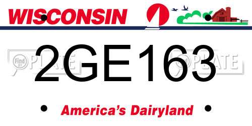 2GE163 Wisconsin License Plate