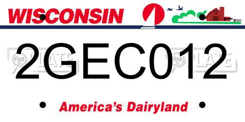 2GEC012 Wisconsin License Plate