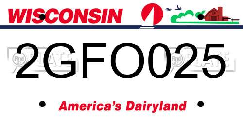 2GFO025 Wisconsin License Plate