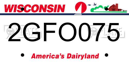 2GFO075 Wisconsin License Plate