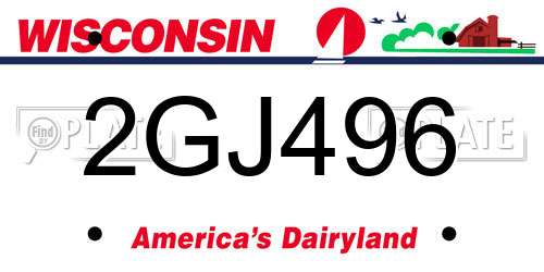 2GJ496 Wisconsin License Plate