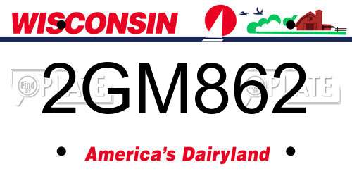2GM862 Wisconsin License Plate