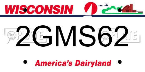 2GMS62 Wisconsin License Plate