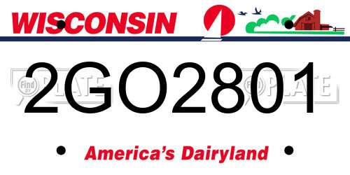 2GO2801 Wisconsin License Plate