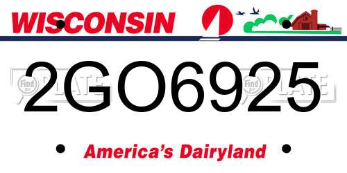 2GO6925 Wisconsin License Plate