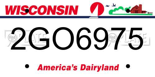 2GO6975 Wisconsin License Plate