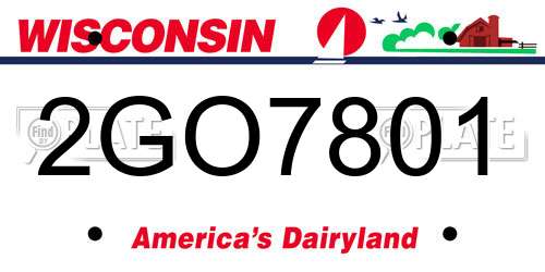 2GO7801 Wisconsin License Plate