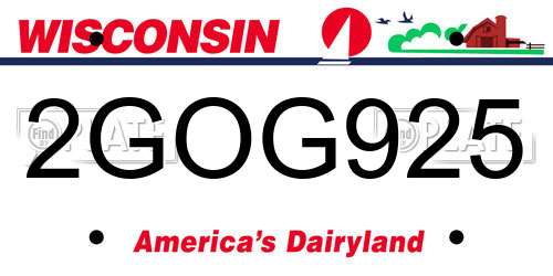 2GOG925 Wisconsin License Plate