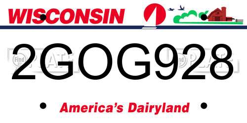 2GOG928 Wisconsin License Plate