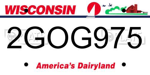 2GOG975 Wisconsin License Plate