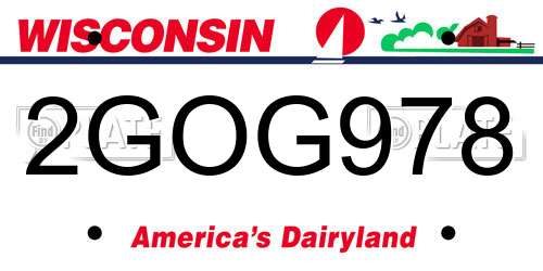 2GOG978 Wisconsin License Plate