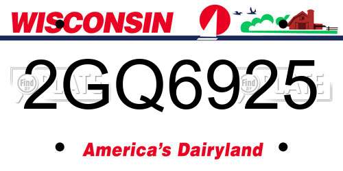 2GQ6925 Wisconsin License Plate