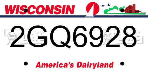 2GQ6928 Wisconsin License Plate
