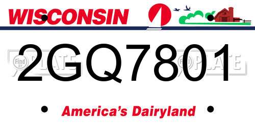 2GQ7801 Wisconsin License Plate
