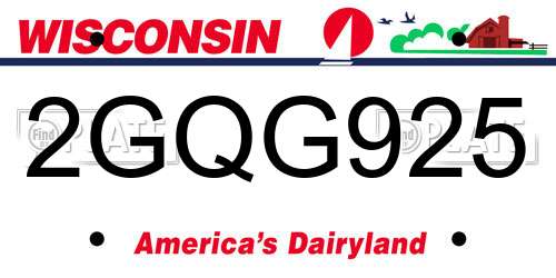 2GQG925 Wisconsin License Plate