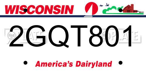 2GQT801 Wisconsin License Plate
