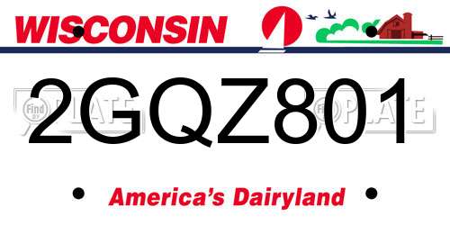 2GQZ801 Wisconsin License Plate