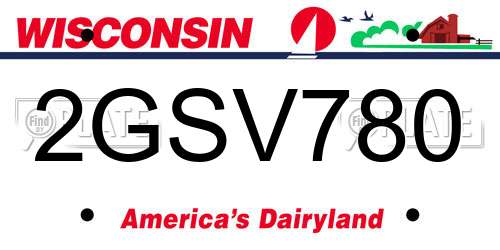 2GSV780 Wisconsin License Plate
