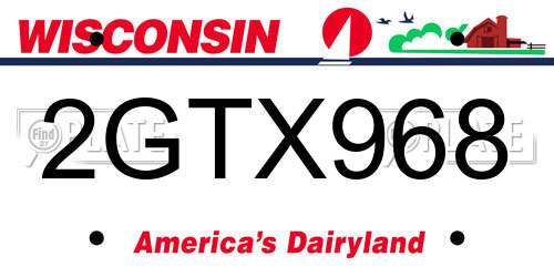 2GTX968 Wisconsin License Plate