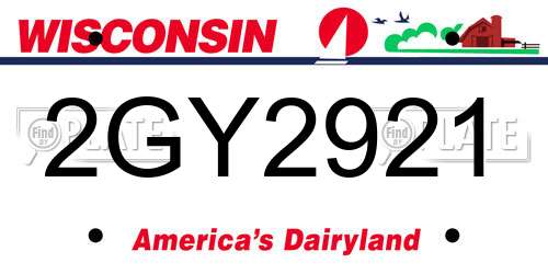 2GY2921 Wisconsin License Plate