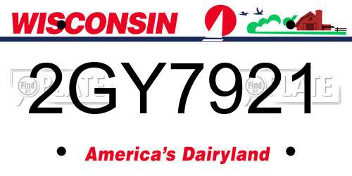 2GY7921 Wisconsin License Plate