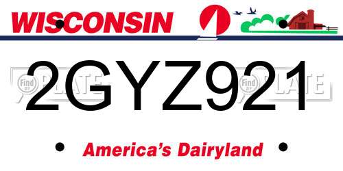 2GYZ921 Wisconsin License Plate