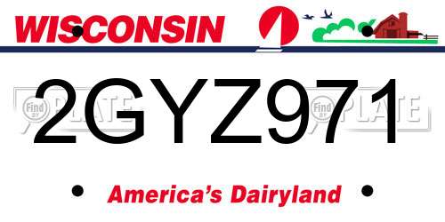 2GYZ971 Wisconsin License Plate