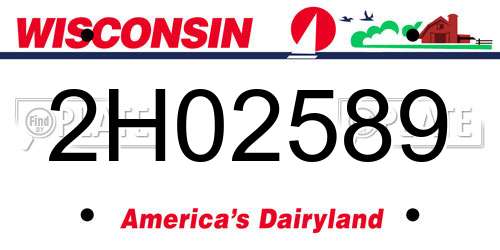2H02589 Wisconsin License Plate