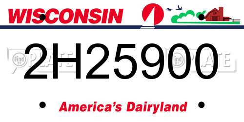 2H25900 Wisconsin License Plate